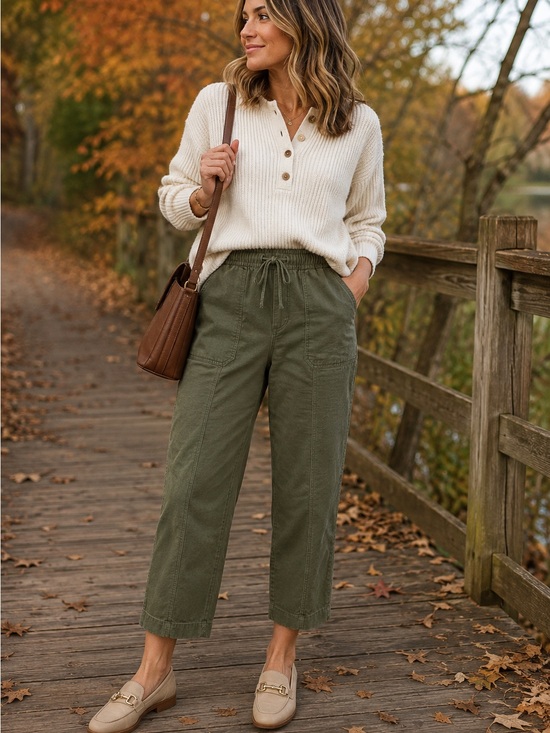 Pants - Reitmans 98% Cotton Olive Utility Pants — Size 10